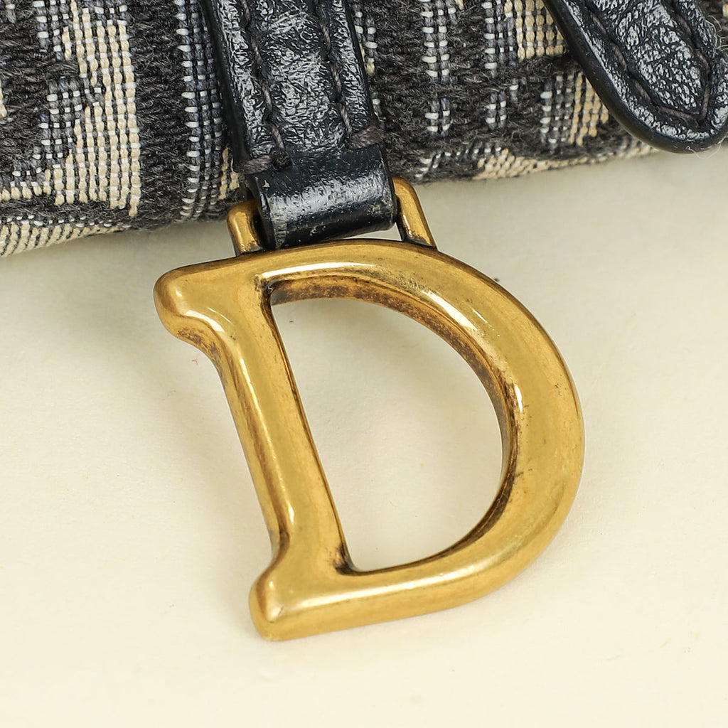 Christian Dior Blue Oblique Saddle Wallet on Chain