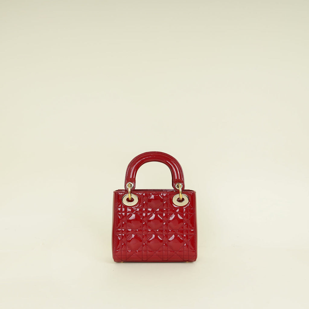 Christian Dior Cherry Red Lady Mini Dior Chain Bag