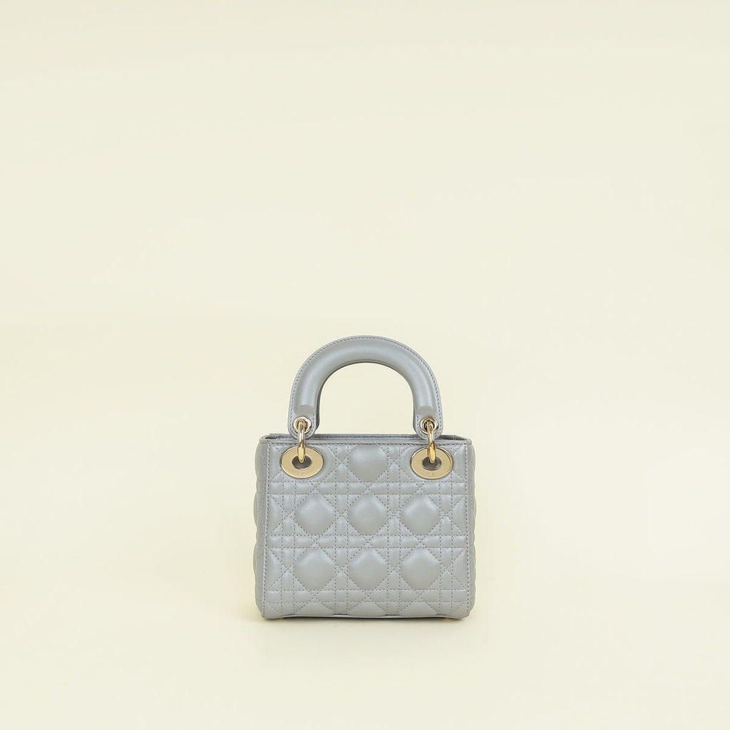 Christian Dior Grey Lady Mini Dior Chain Bag
