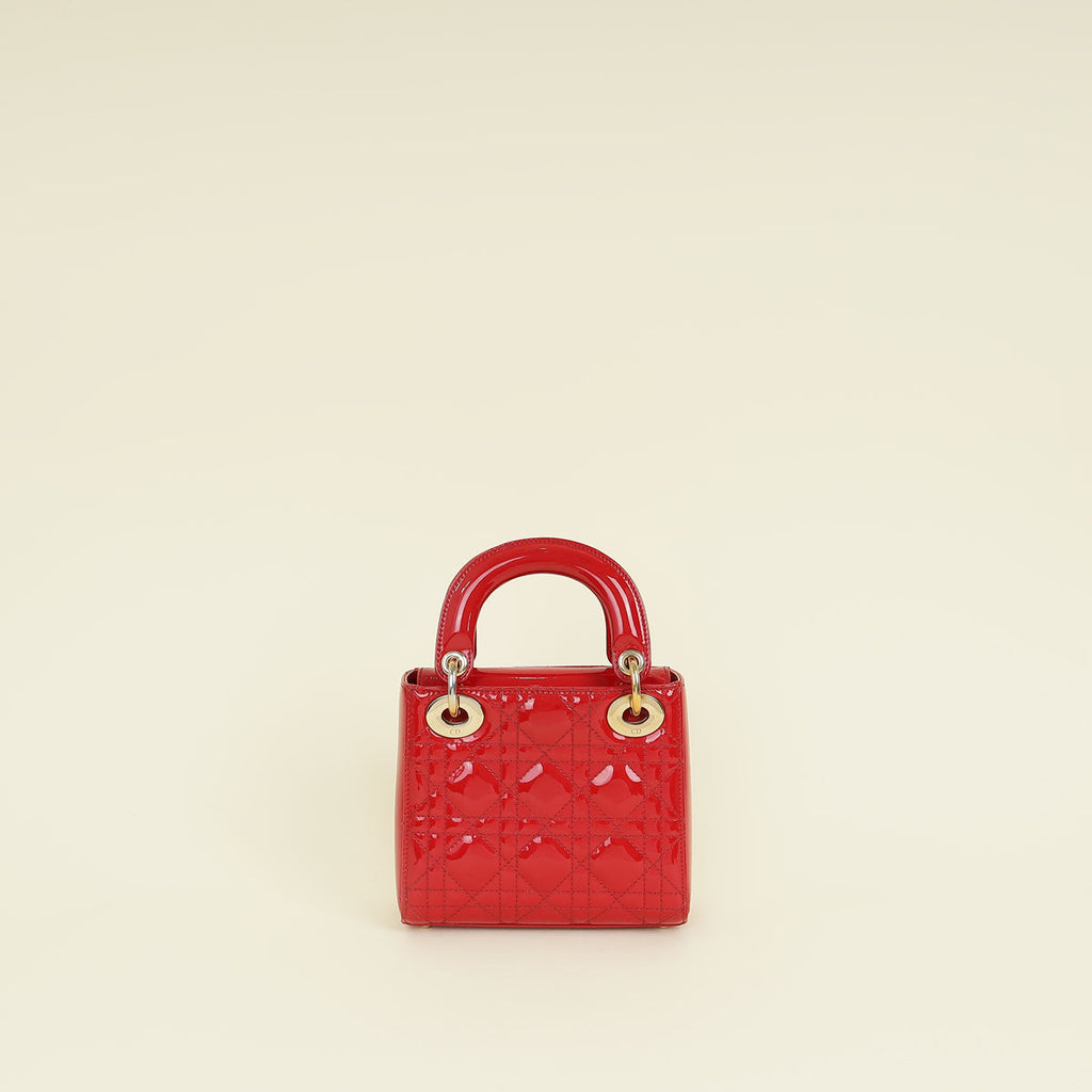 Christian Dior Red Lady Dior Mini Strap Bag