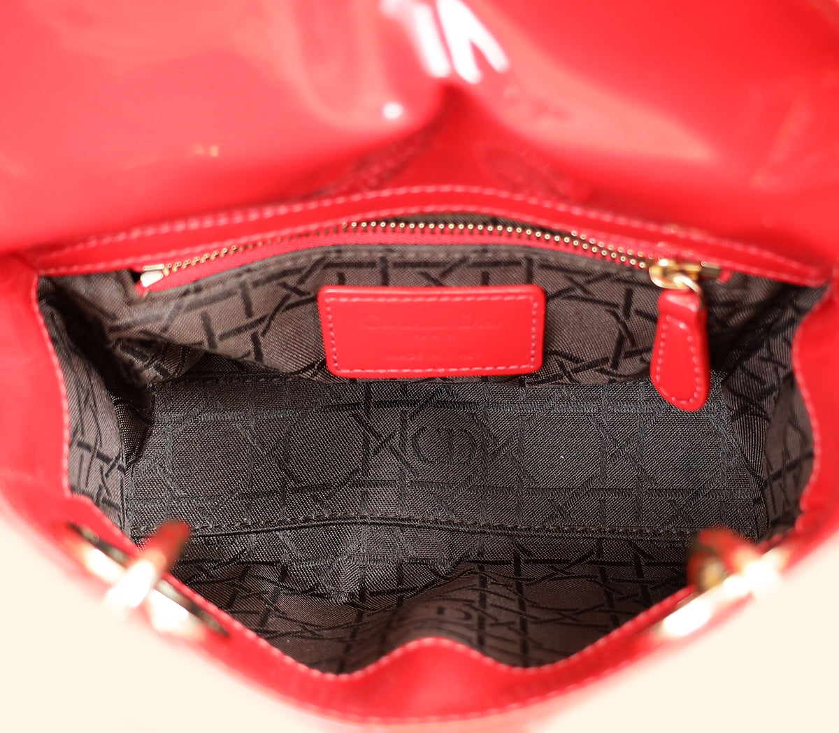 Christian Dior Red Lady Dior Mini Strap Bag