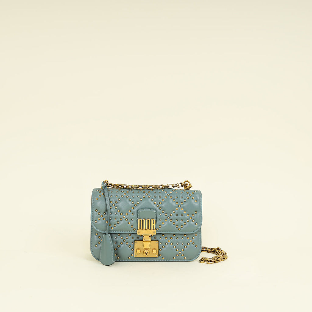 Christian Dior Grey Cannage Studded DiorAddict Flap Bag