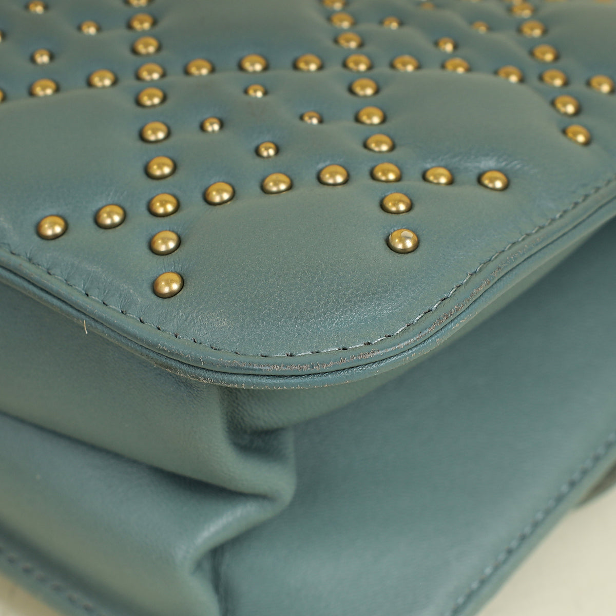 Christian Dior Grey Cannage Studded DiorAddict Flap Bag