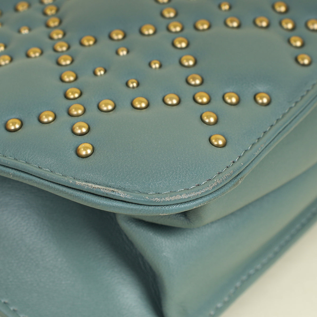 Christian Dior Grey Cannage Studded DiorAddict Flap Bag
