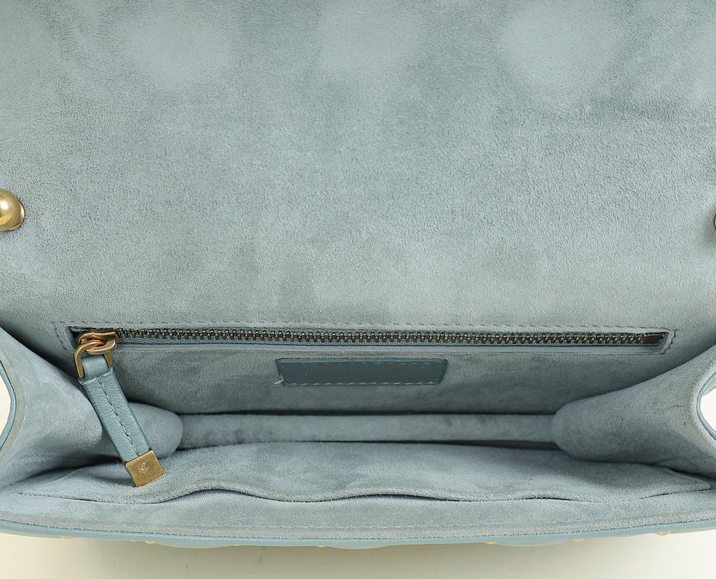 Christian Dior Grey Cannage Studded DiorAddict Flap Bag
