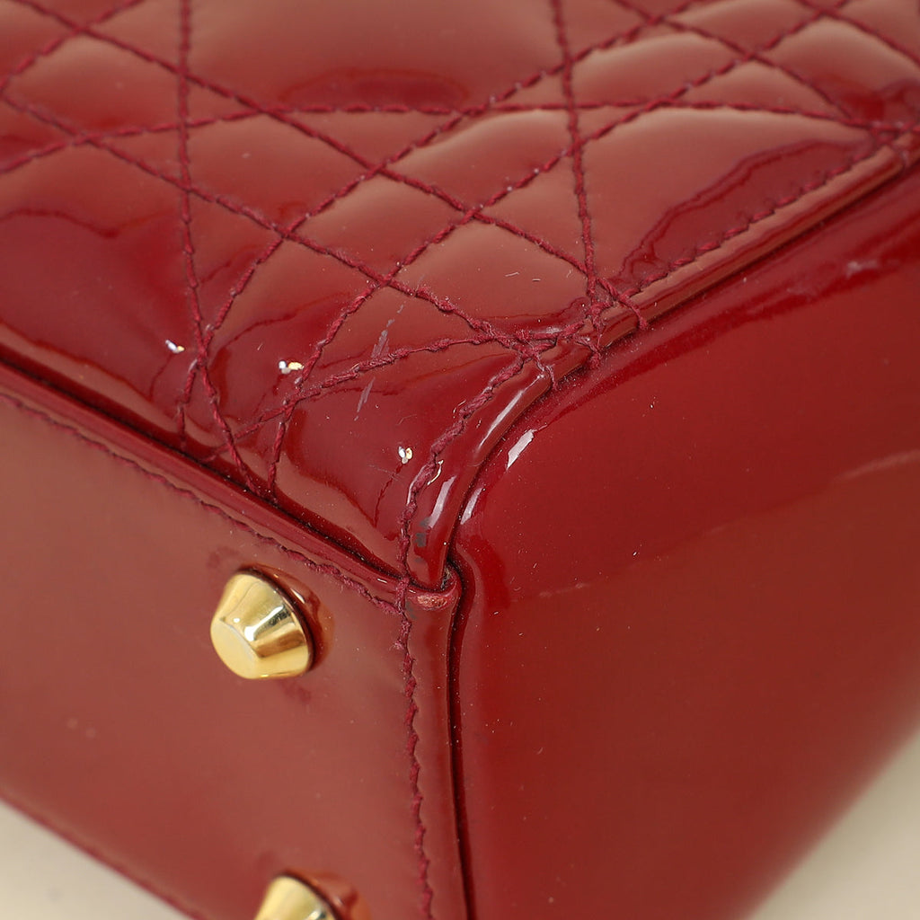Christian Dior Cherry Red Mini Chain Lady Dior Bag