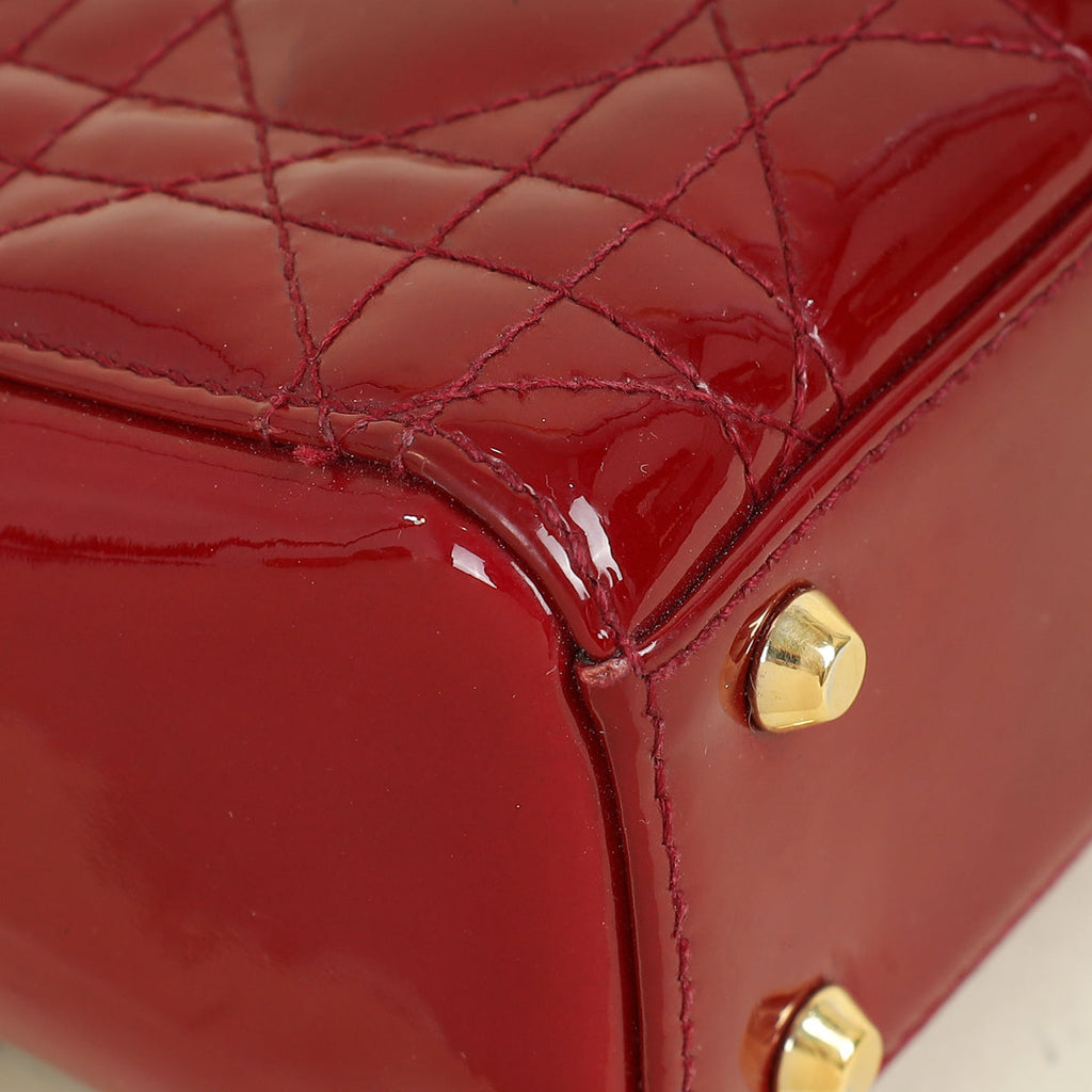 Christian Dior Cherry Red Mini Chain Lady Dior Bag