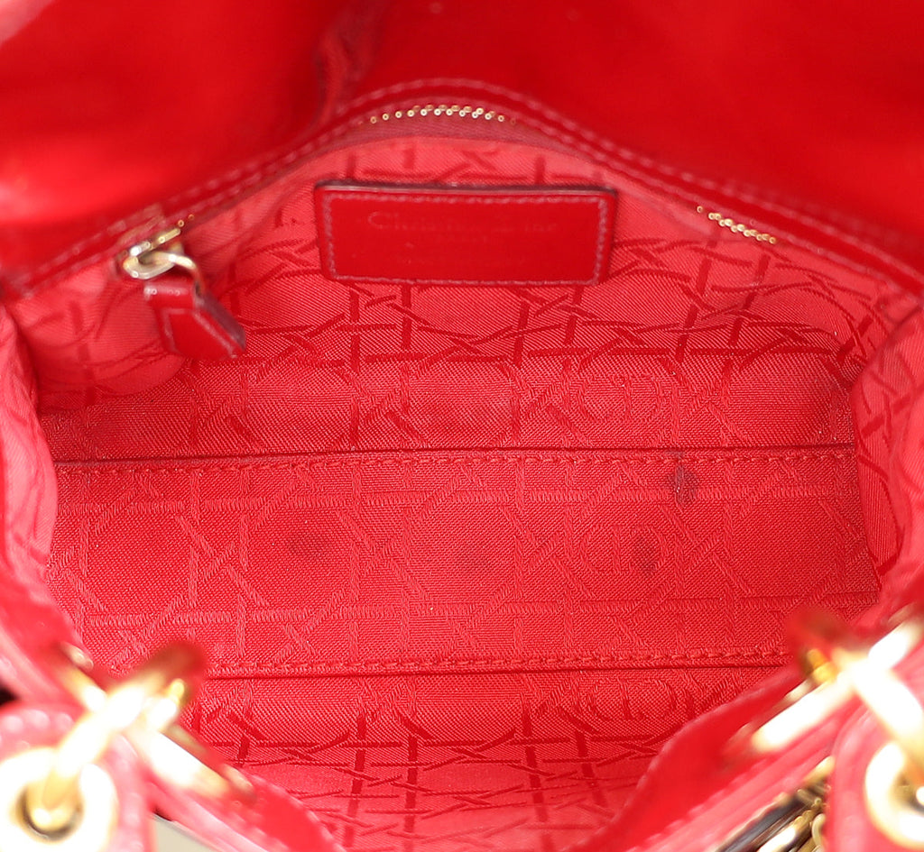 Christian Dior Cherry Red Mini Chain Lady Dior Bag