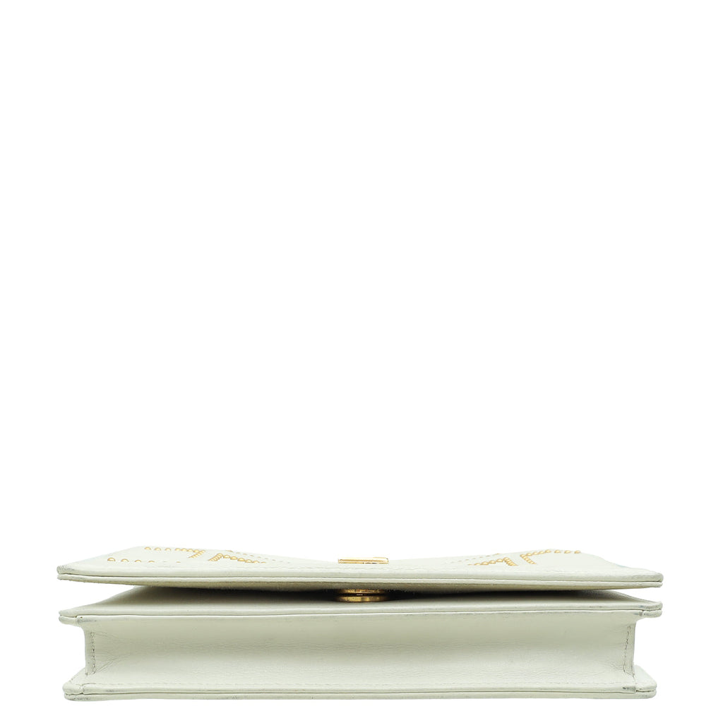 Christian Dior Cream Diorama Studded Wallet On Chain