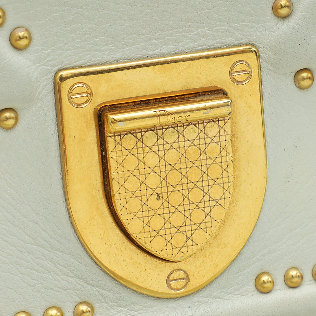 Christian Dior Cream Diorama Studded Wallet On Chain