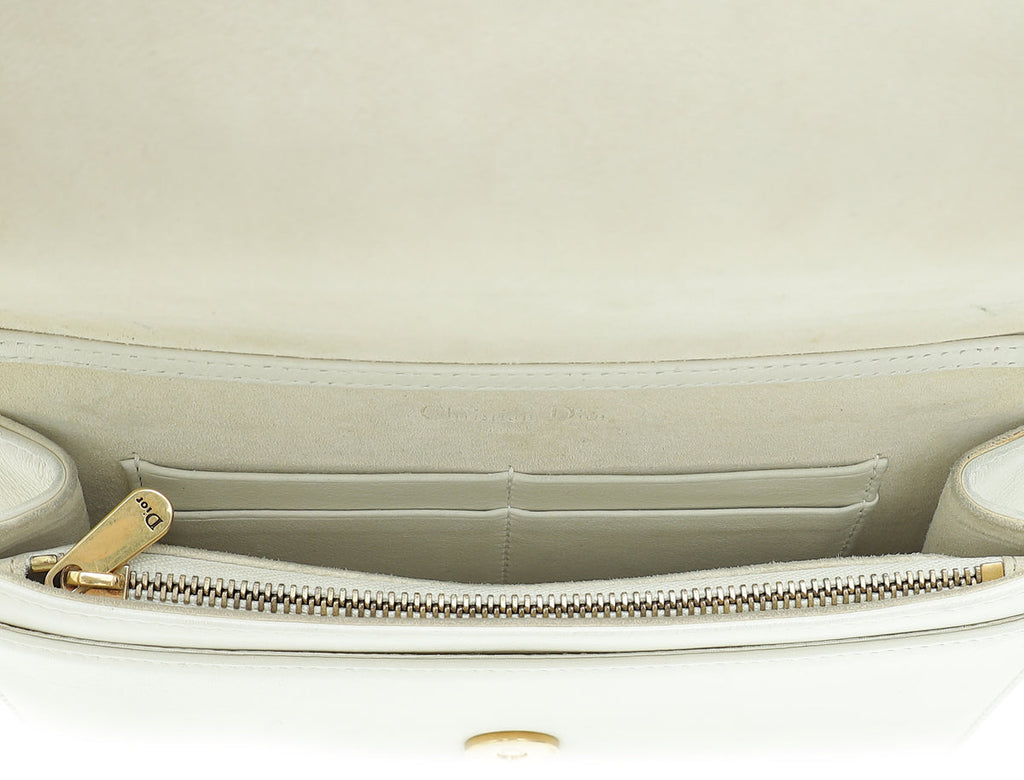 Christian Dior Cream Diorama Studded Wallet On Chain