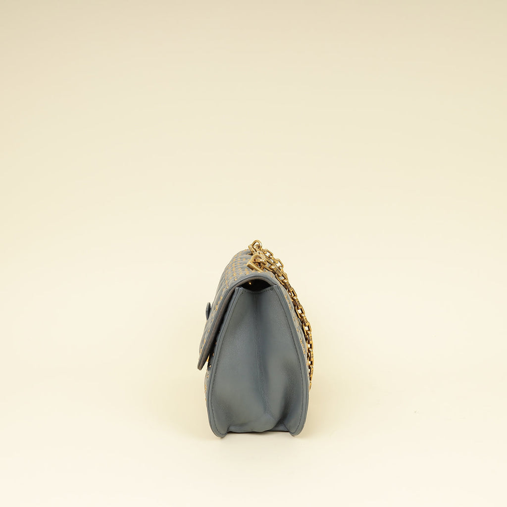 Christian Dior Bluish Grey Cannage Studded DiorAddict Flap Bag