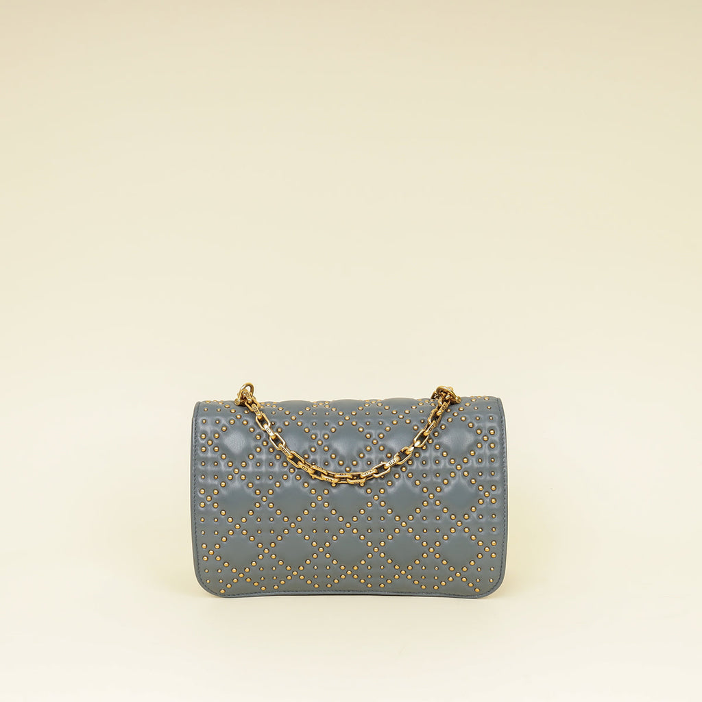 Christian Dior Bluish Grey Cannage Studded DiorAddict Flap Bag