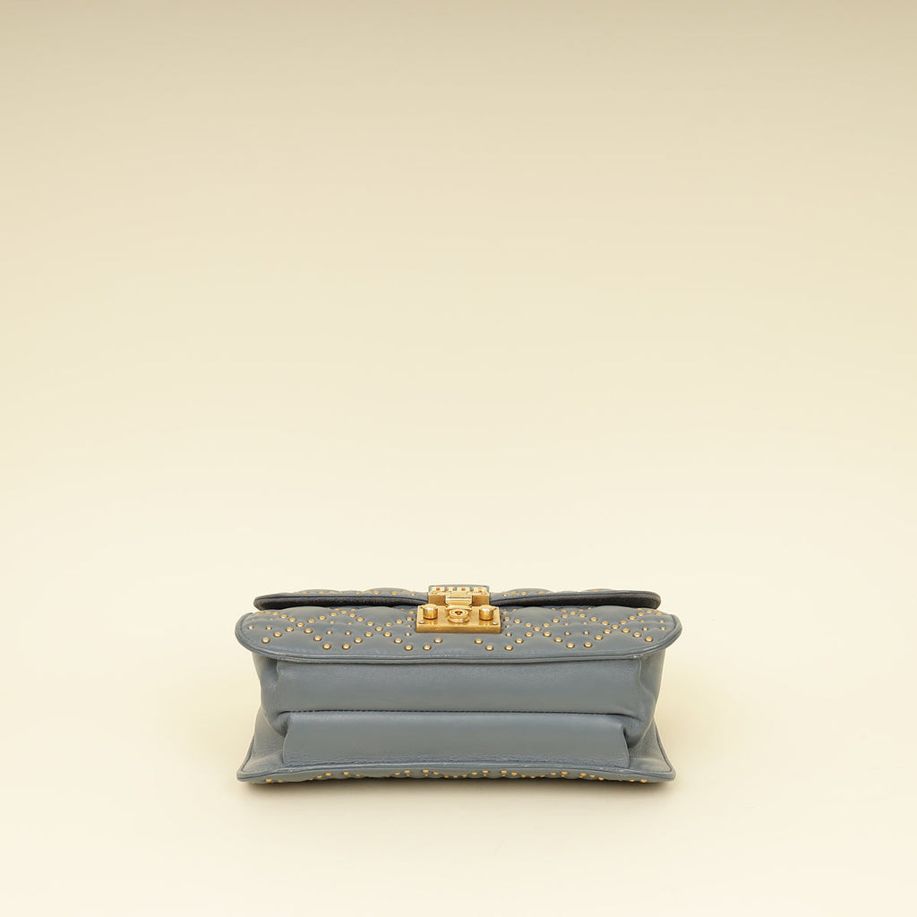 Christian Dior Bluish Grey Cannage Studded DiorAddict Flap Bag
