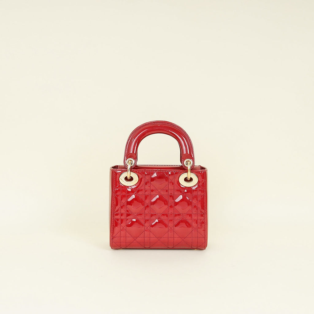 Christian Dior Red Cherry Lady Dior Mini Chain Bag