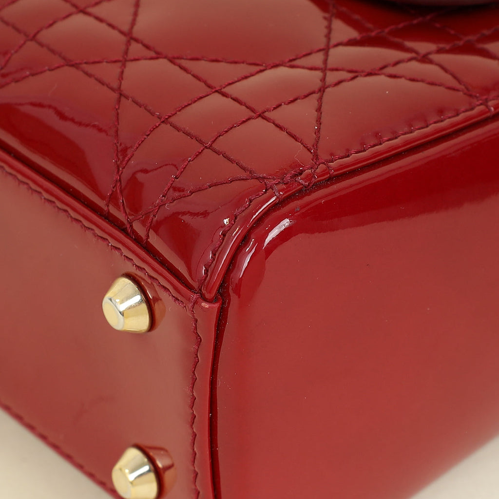 Christian Dior Red Cherry Lady Dior Mini Chain Bag