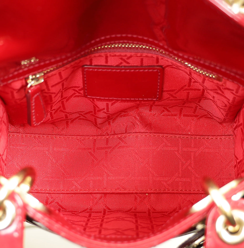 Christian Dior Red Cherry Lady Dior Mini Chain Bag