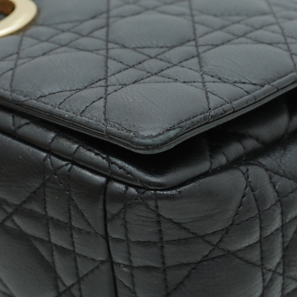 Christian Dior Black Soft Cannage Caro Large Bag