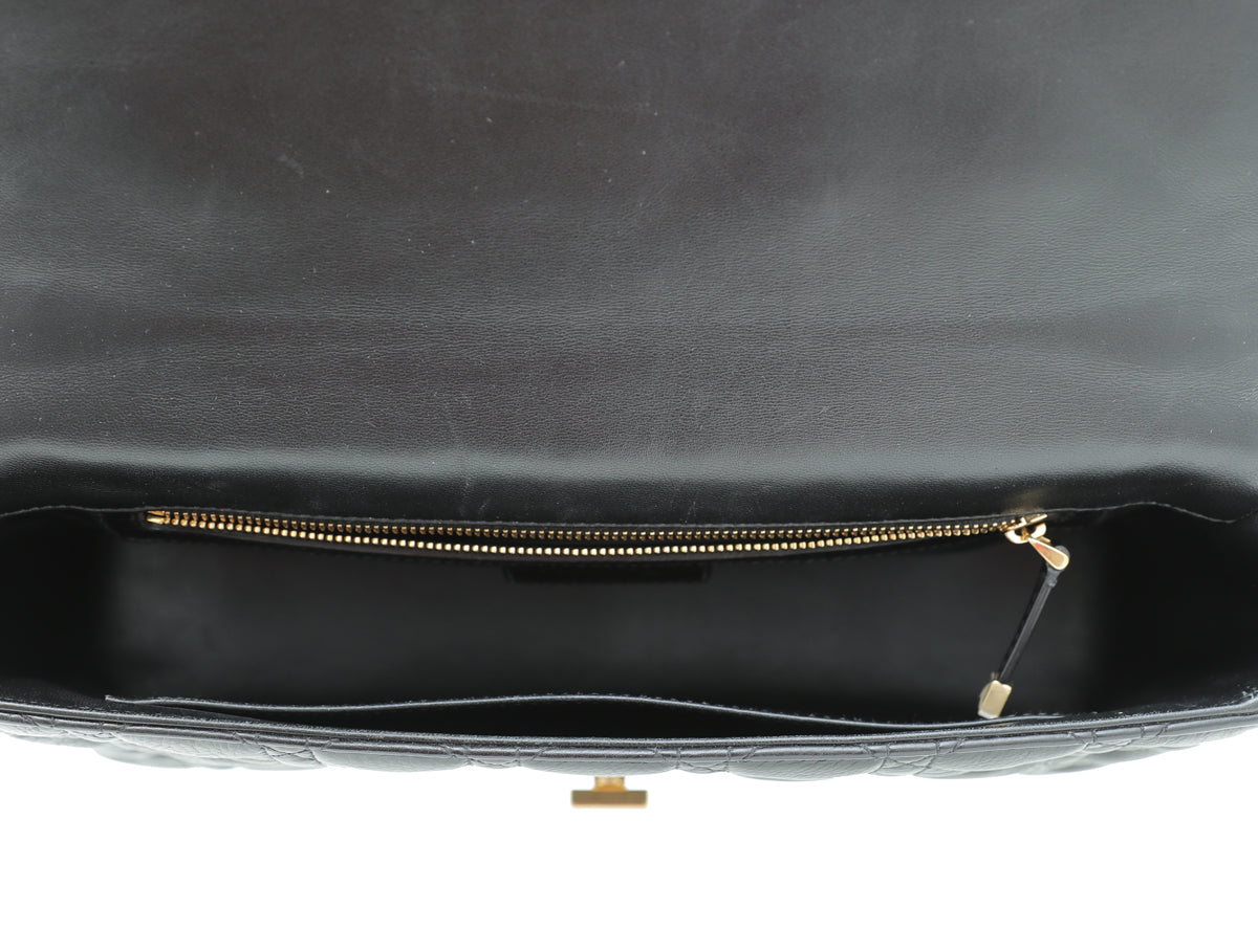 Christian Dior Black Soft Cannage Caro Large Bag