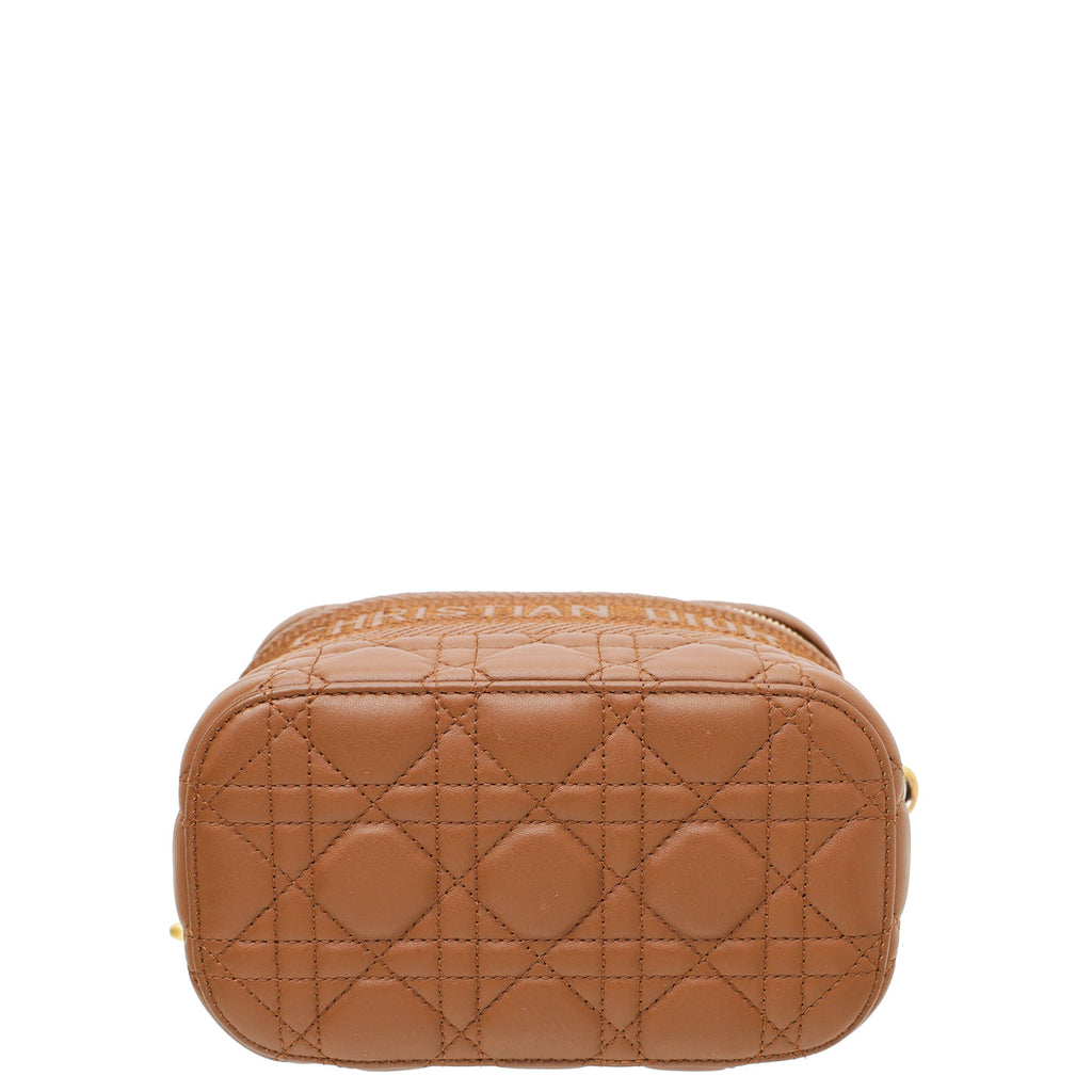 Christian Dior Brown Cannage Travel Small Vanity Case