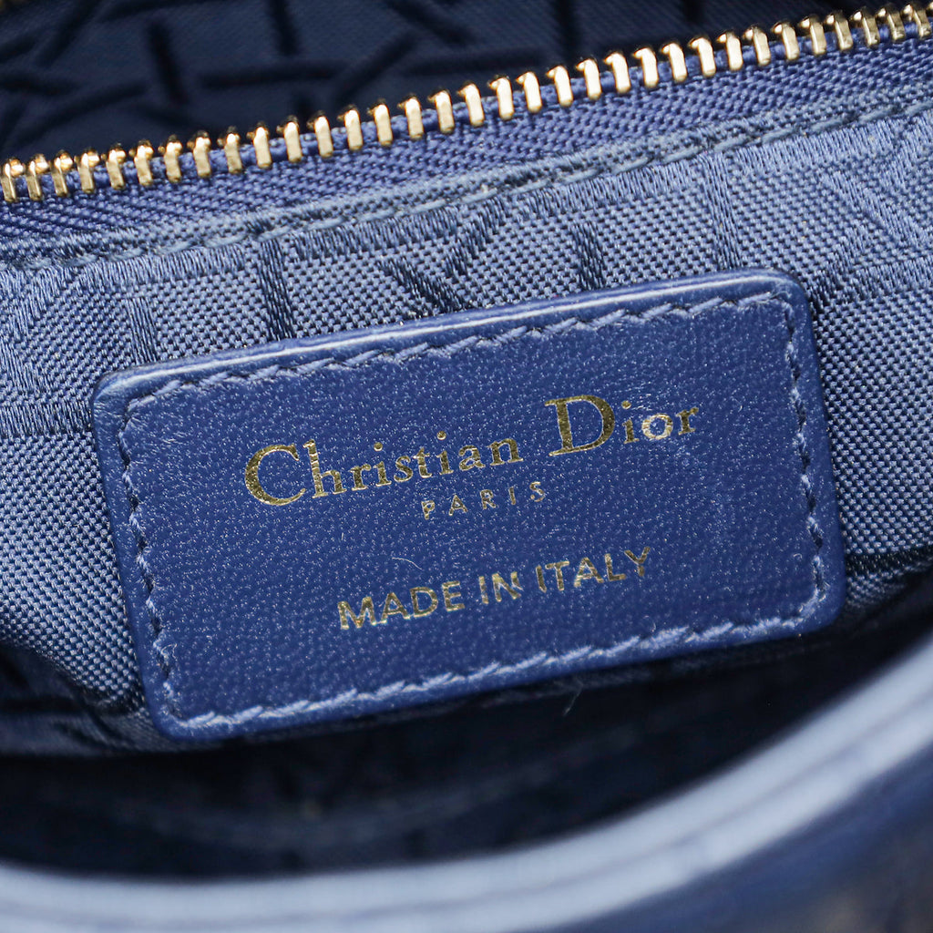 Christian Dior Navy Blue Lady Dior Mini Chain Bag