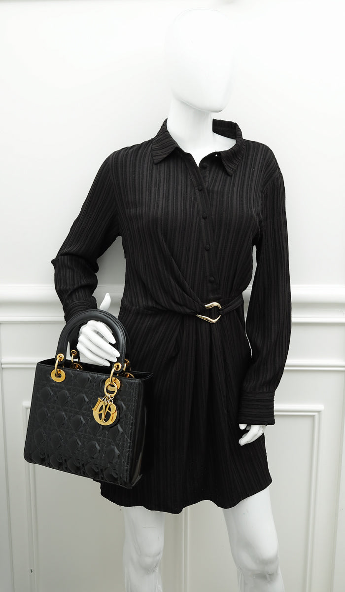Christian Dior Black Lady Dior Medium Bag