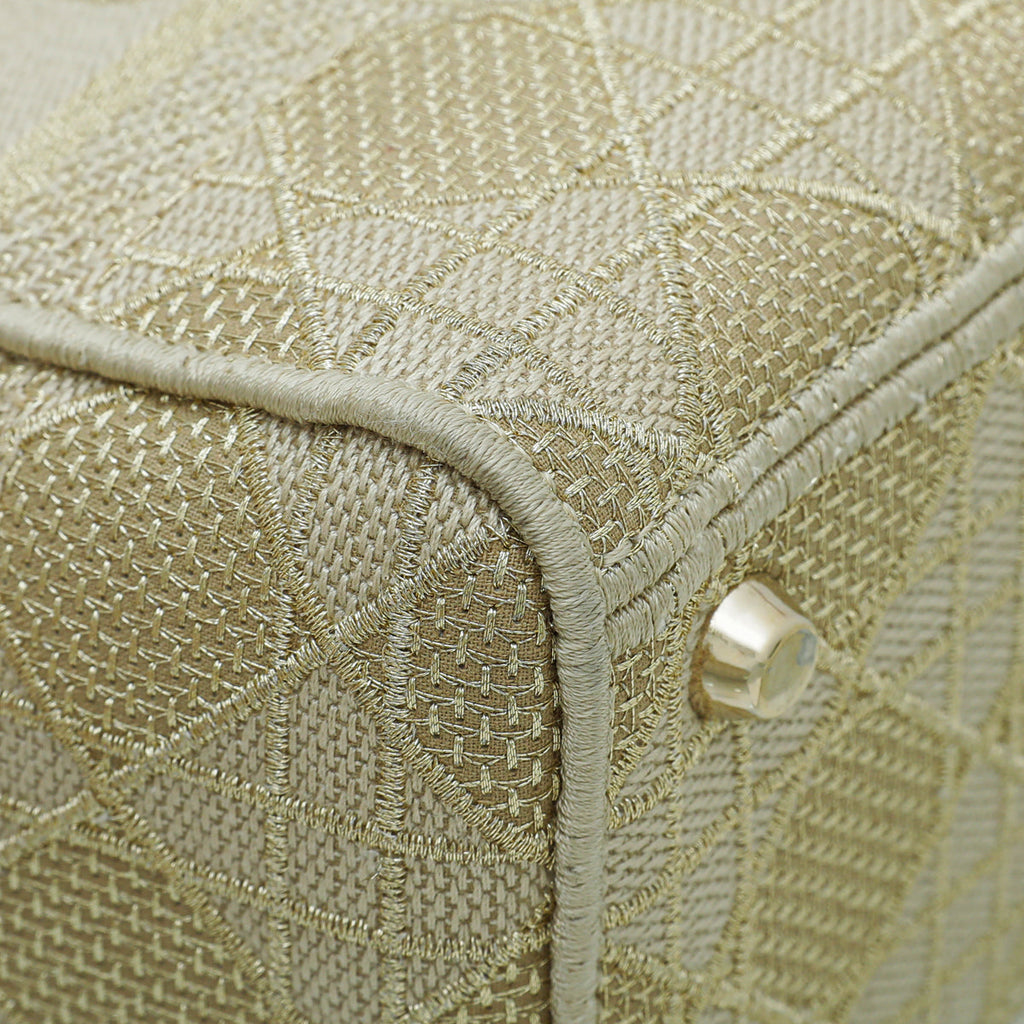 Christian Dior Gold Tone Lady Dior D-Lite Medium Bag