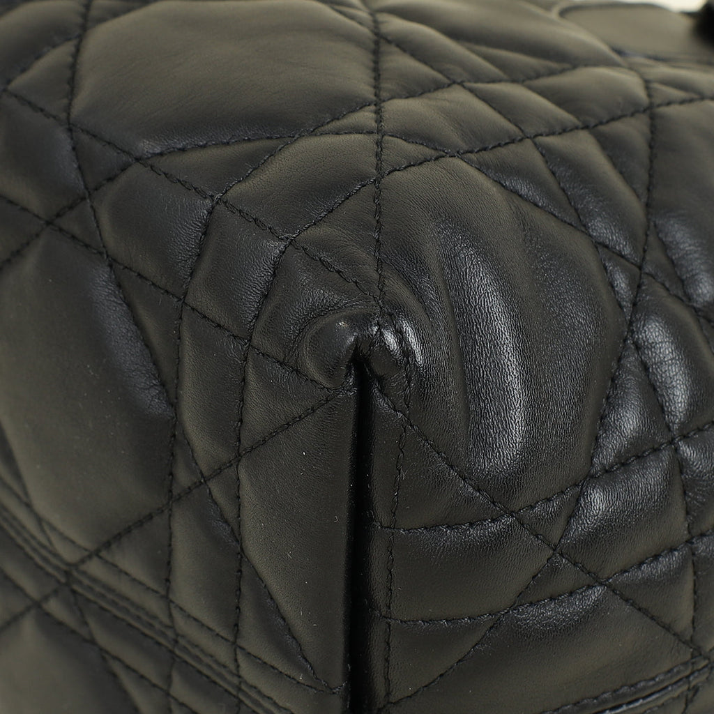 Christian Dior Black Macrocannage Toujours Small Tote Bag