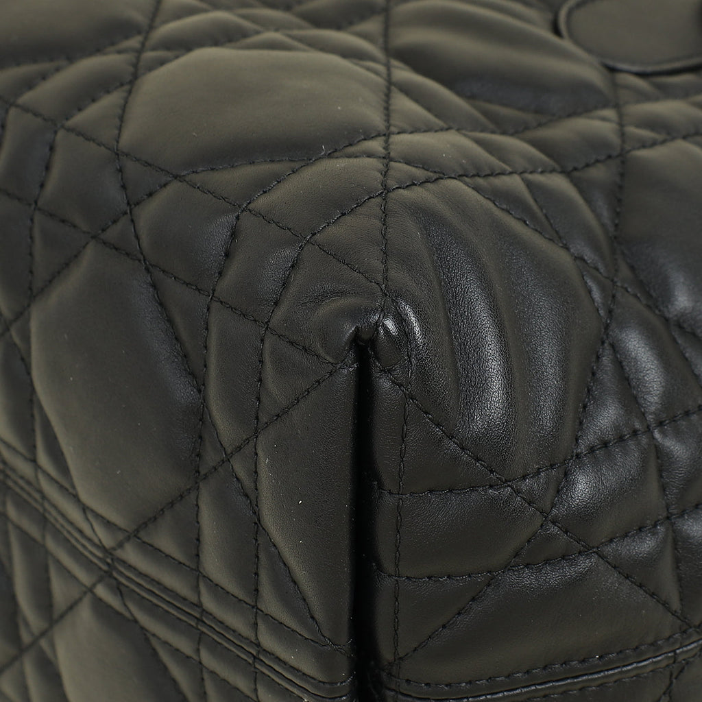 Christian Dior Black Macrocannage Toujours Small Tote Bag
