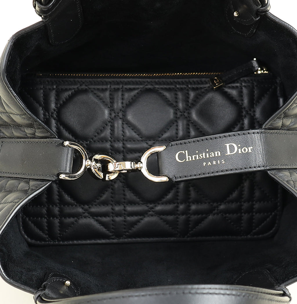 Christian Dior Black Macrocannage Toujours Small Tote Bag