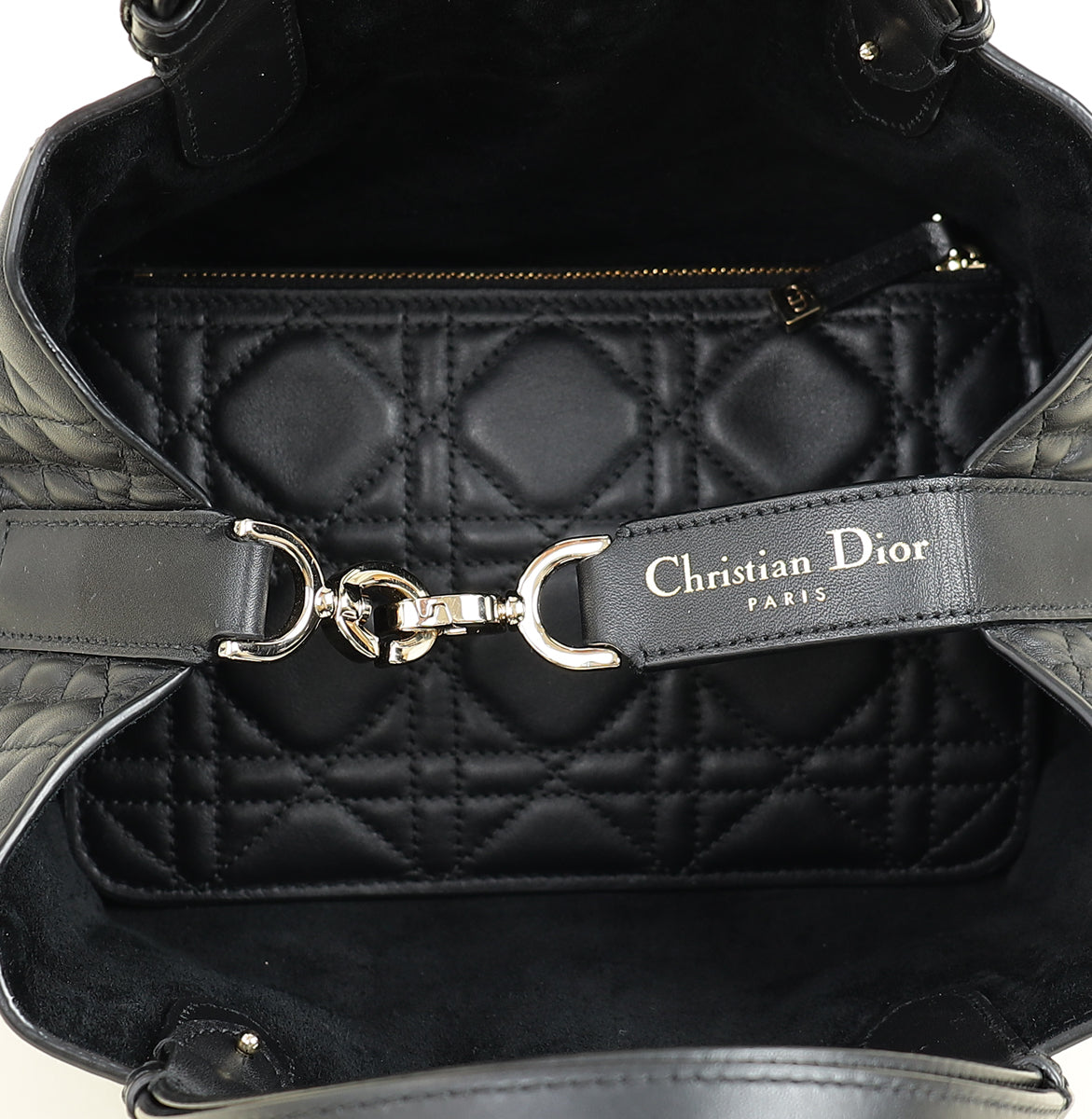Christian Dior Black Macrocannage Toujours Small Tote Bag