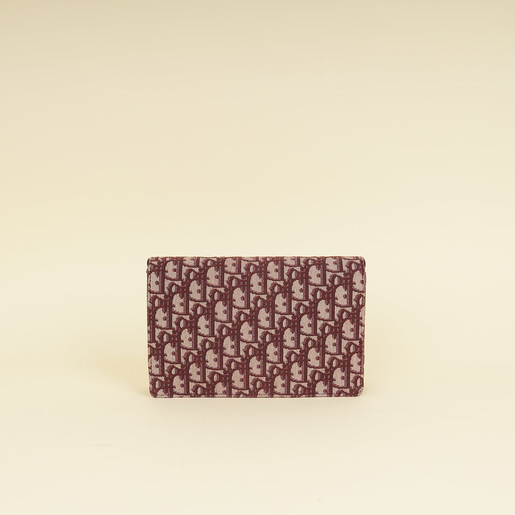 Christian Dior Burgundy Oblique Saddle Chain Pouch