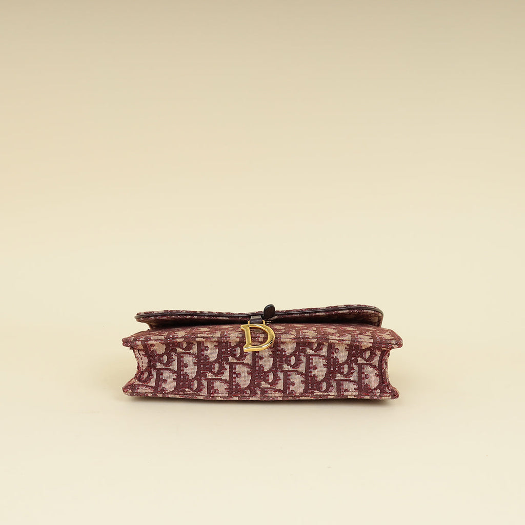 Christian Dior Burgundy Oblique Saddle Chain Pouch
