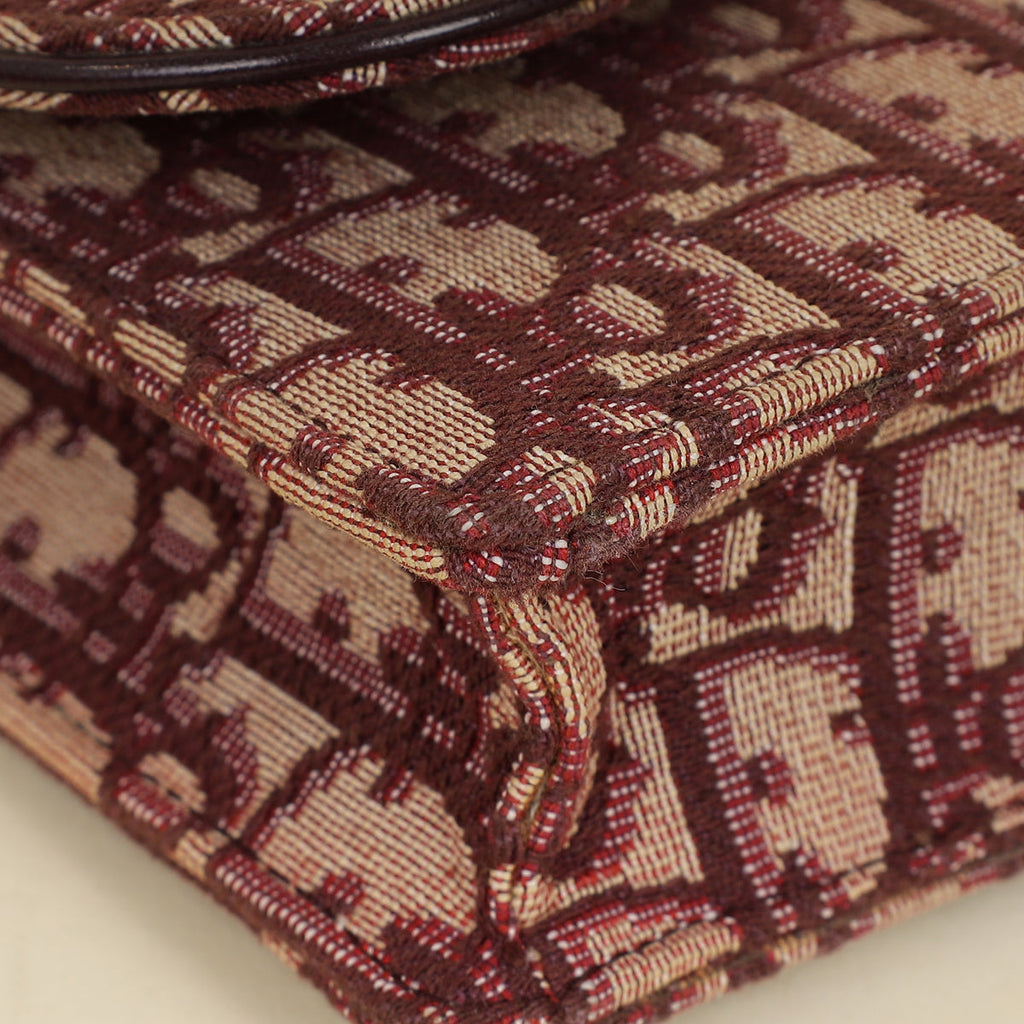 Christian Dior Burgundy Oblique Saddle Chain Pouch