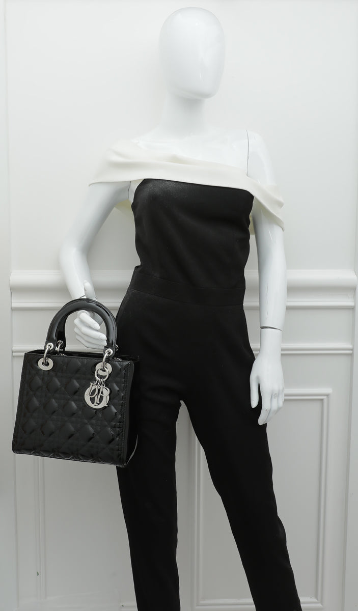 Christian Dior Black Lady Dior Medium Bag