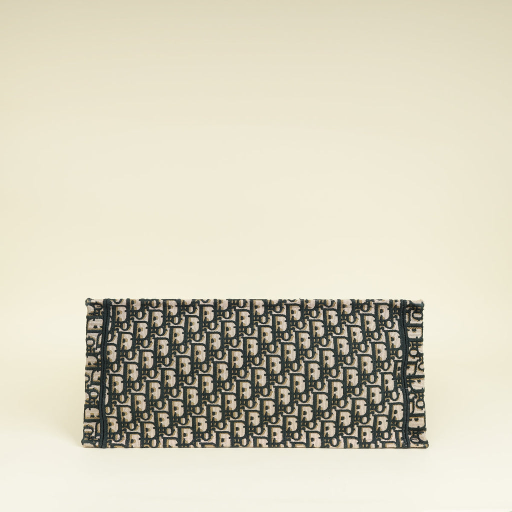 Christian Dior Dark Green Oblique w/ "ALANOUD" Embroidery Book Tote Large Bag