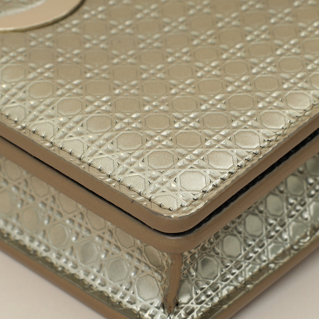 Christian Dior Champagne 30 Montaigne Micro Cannage 2 In 1 Pouch