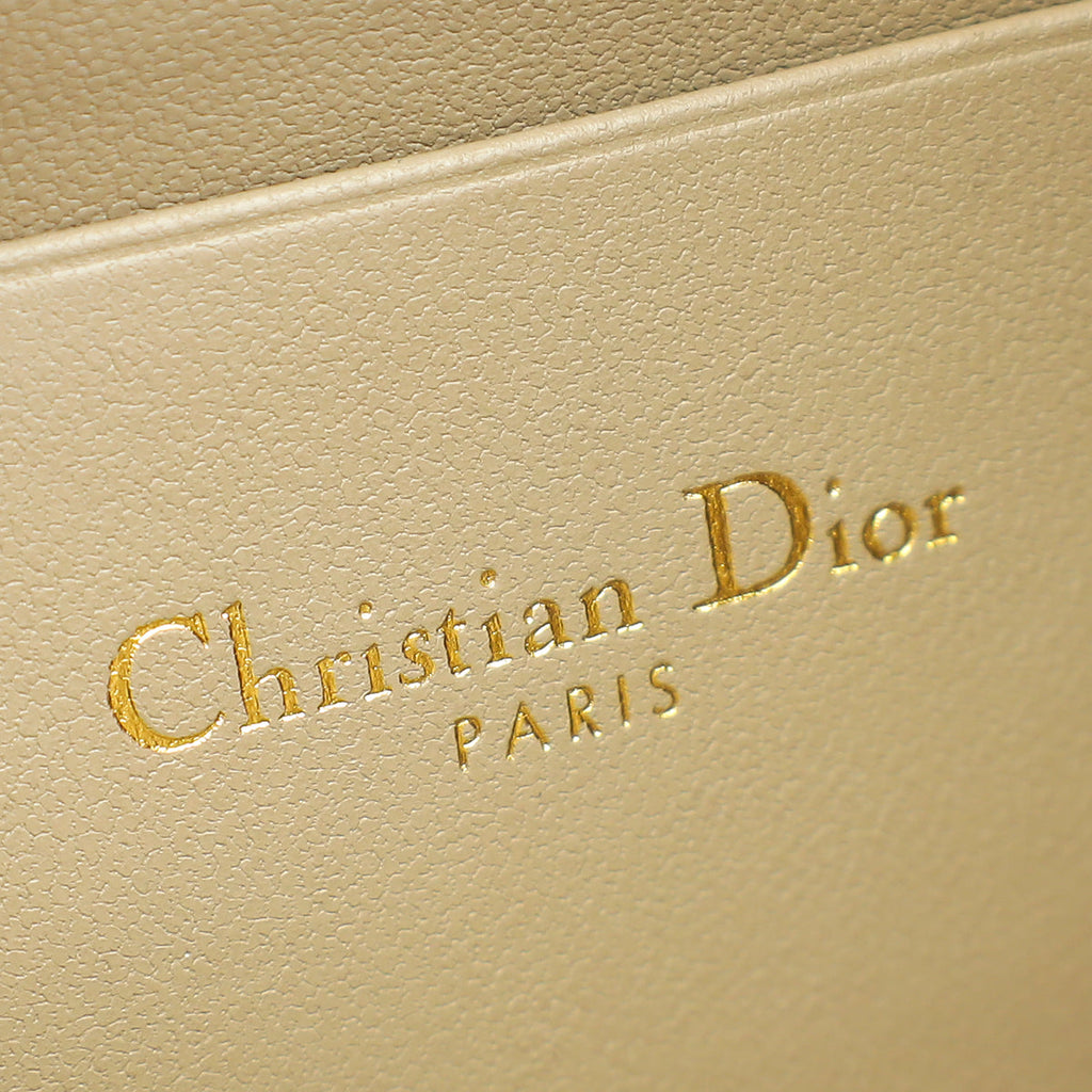 Christian Dior Sand Caro Zipped Pouch With Chain