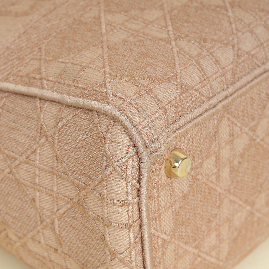 Christian Dior Pink Embroidered Lady D-Lite Large Bag