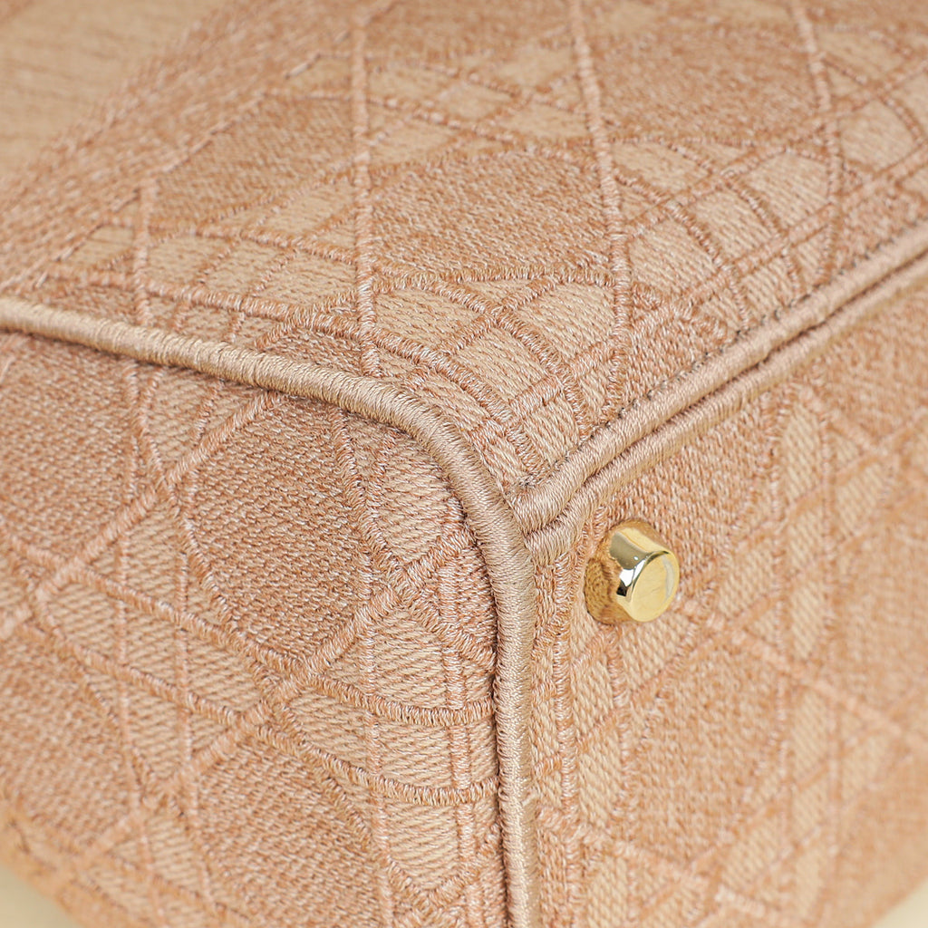 Christian Dior Pink Embroidered Lady D-Lite Large Bag