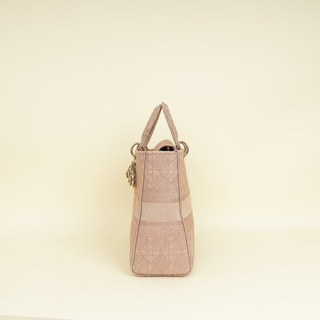 Christian Dior Pink Embroidered Lady D-Lite Large Bag