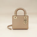 Christian Dior Metallic Beige Embossed Lizard Lady Dior Mini Bag
