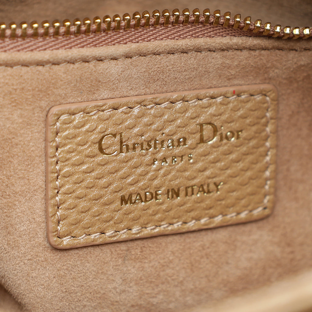 Christian Dior Metallic Beige Embossed Lizard Lady Dior Mini Bag