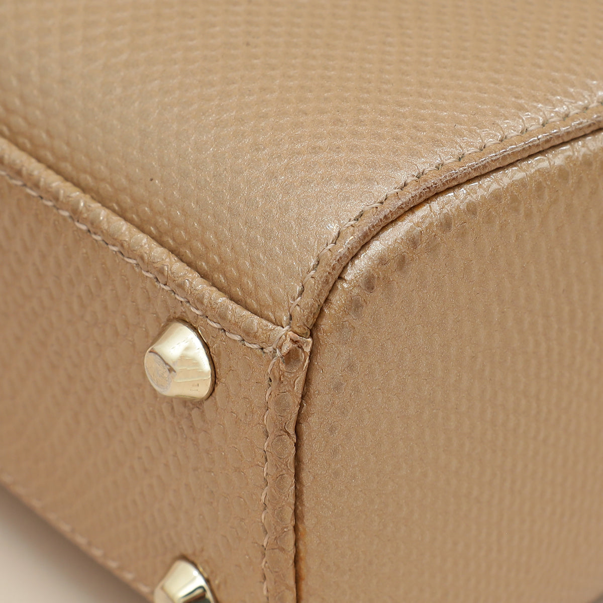 Christian Dior Metallic Beige Embossed Lizard Lady Dior Mini Bag