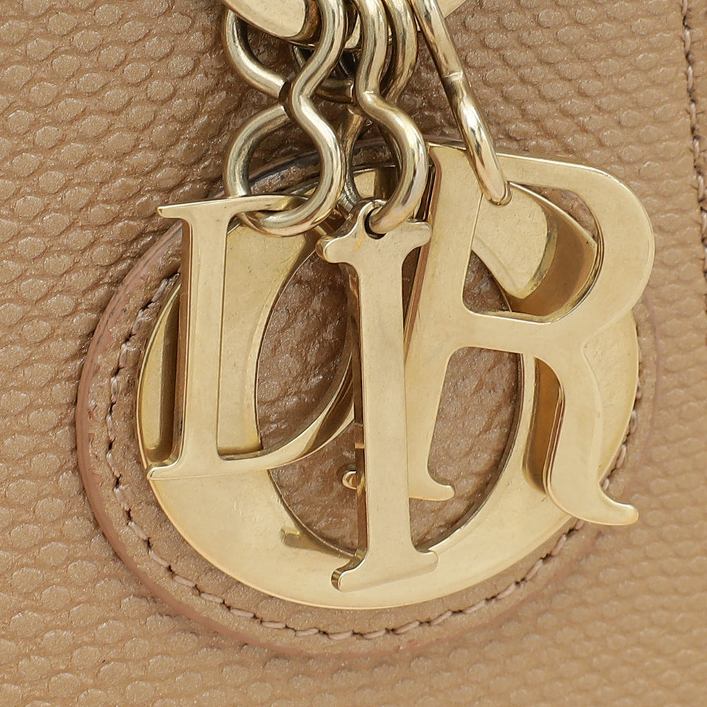 Christian Dior Metallic Beige Embossed Lizard Lady Dior Mini Bag
