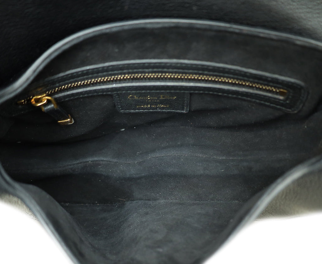 Christian Dior Black Saddle Medium Bag W/ Strap