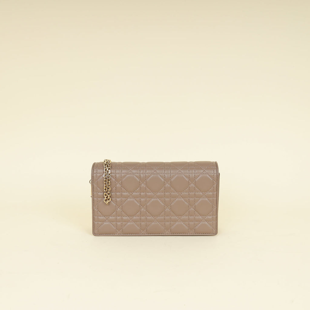 Christian Dior Etoupe Lady Dior Chain Pouch