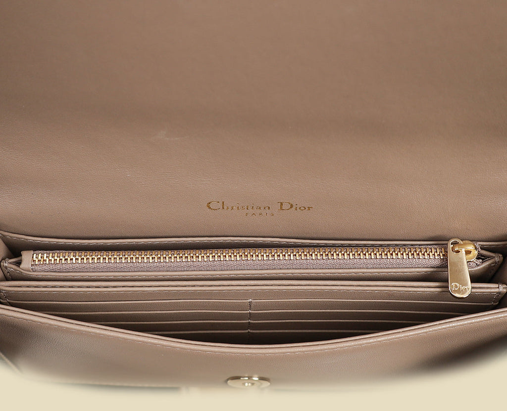 Christian Dior Etoupe Lady Dior Chain Pouch