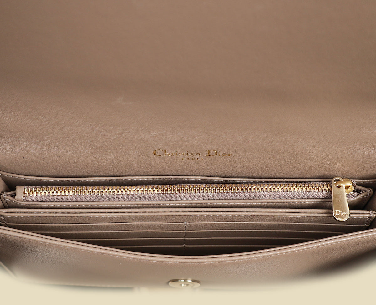 Christian Dior Etoupe Lady Dior Chain Pouch