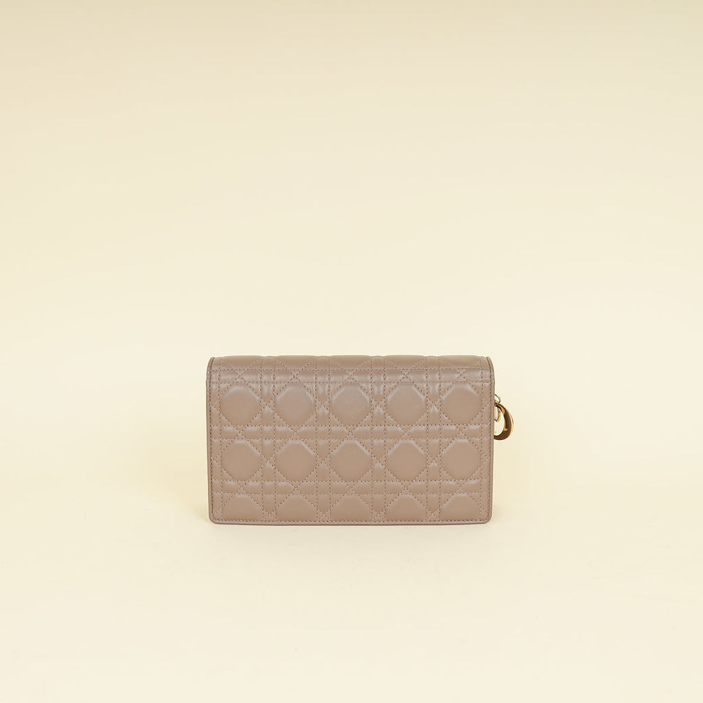 Christian Dior Etoupe Lady Dior Chain Pouch